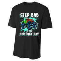 Step Dad Of The Birthday Boy Monster Truck Birthday Party Performance Sprint T-Shirt