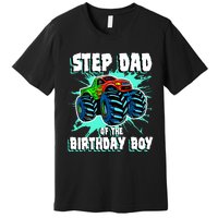 Step Dad Of The Birthday Boy Monster Truck Birthday Party Premium T-Shirt