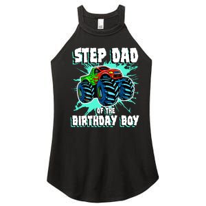 Step Dad Of The Birthday Boy Monster Truck Birthday Party Women's Perfect Tri Rocker Tank