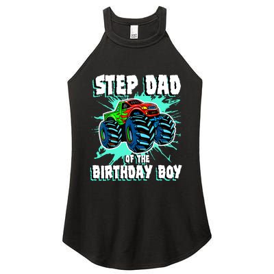 Step Dad Of The Birthday Boy Monster Truck Birthday Party Women's Perfect Tri Rocker Tank