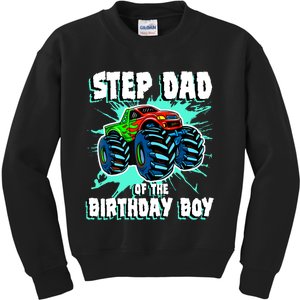 Step Dad Of The Birthday Boy Monster Truck Birthday Party Kids Sweatshirt