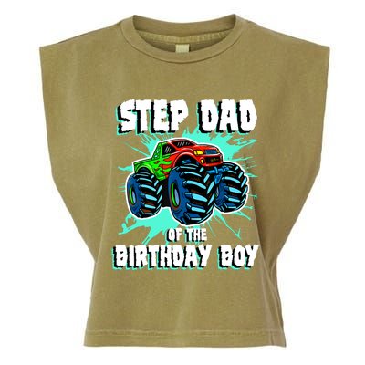 Step Dad Of The Birthday Boy Monster Truck Birthday Party Garment-Dyed Women's Muscle Tee