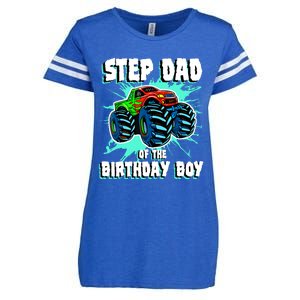 Step Dad Of The Birthday Boy Monster Truck Birthday Party Enza Ladies Jersey Football T-Shirt