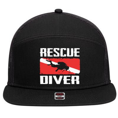 Scuba Diving Ocean Diver Rescue Diver 7 Panel Mesh Trucker Snapback Hat