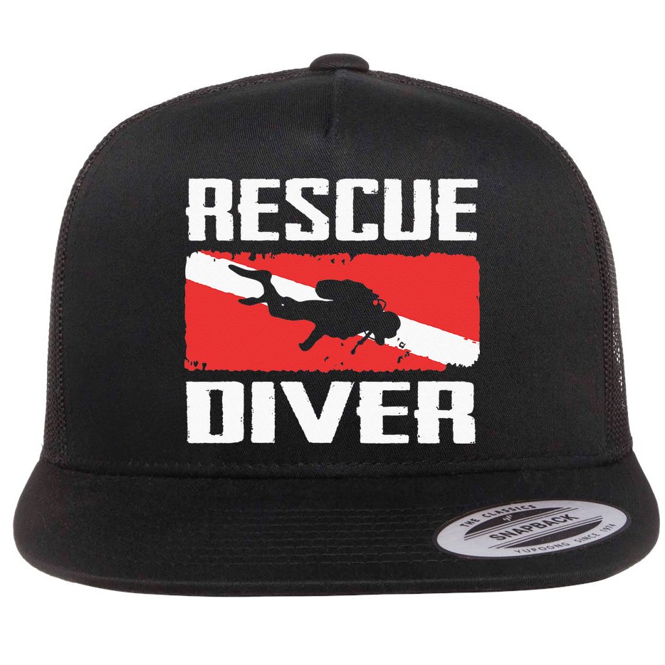 Scuba Diving Ocean Diver Rescue Diver Flat Bill Trucker Hat
