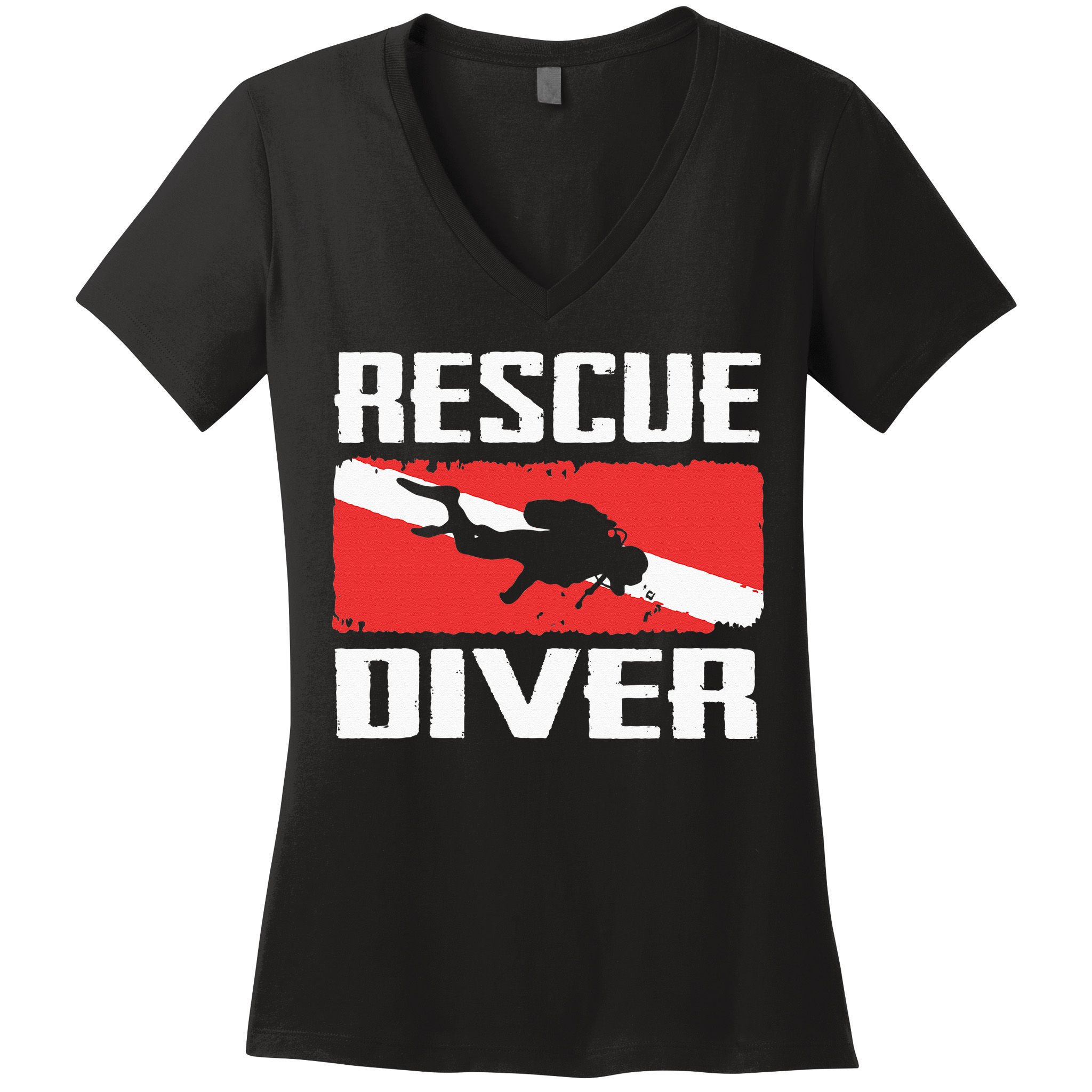 Scuba Diving Ocean Diver Rescue Diver Women's V-Neck T-Shirt