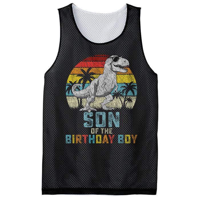 Son Dinosaur Of The Birthday Matching Family Mesh Reversible Basketball Jersey Tank