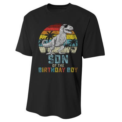 Son Dinosaur Of The Birthday Matching Family Performance Sprint T-Shirt