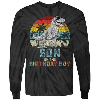 Son Dinosaur Of The Birthday Matching Family Tie-Dye Long Sleeve Shirt