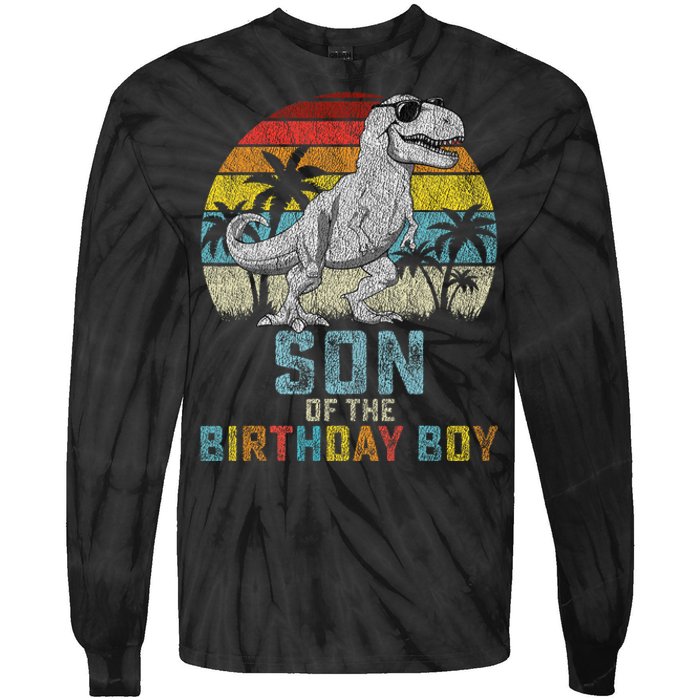 Son Dinosaur Of The Birthday Matching Family Tie-Dye Long Sleeve Shirt