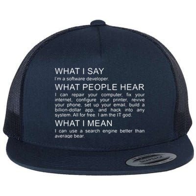 Software Developer Programmer Engineer Funny Saying Design Flat Bill Trucker Hat