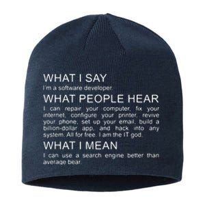 Software Developer Programmer Engineer Funny Saying Design Sustainable Beanie