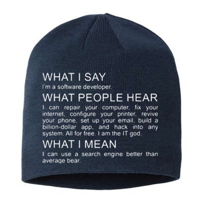 Software Developer Programmer Engineer Funny Saying Design Sustainable Beanie