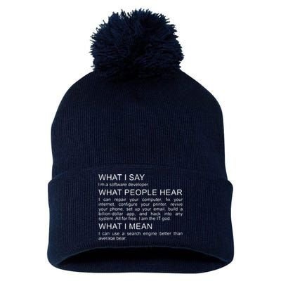 Software Developer Programmer Engineer Funny Saying Design Pom Pom 12in Knit Beanie