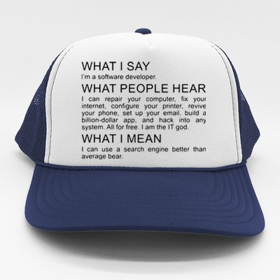 Software Developer Programmer Engineer Funny Saying Design Trucker Hat