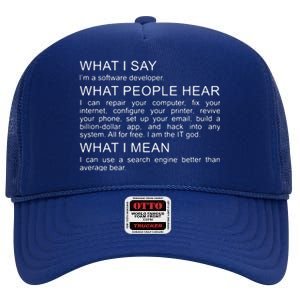 Software Developer Programmer Engineer Funny Saying Design High Crown Mesh Back Trucker Hat