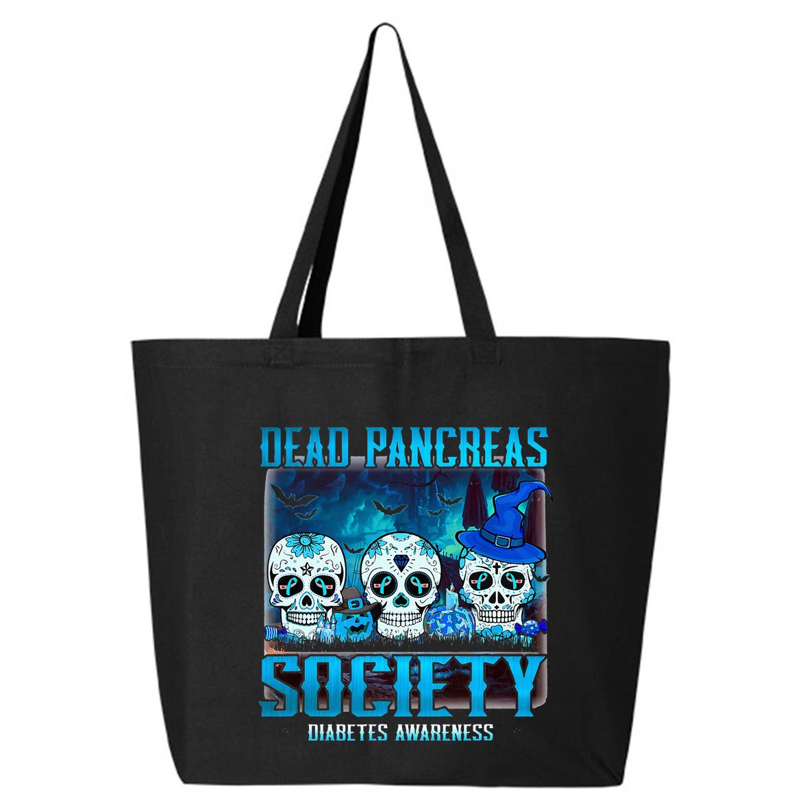 Skull Dead Pancreas Society Diabetes Awareness Halloween 25L Jumbo Tote