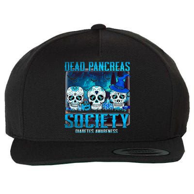 Skull Dead Pancreas Society Diabetes Awareness Halloween Wool Snapback Cap