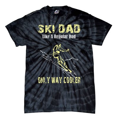 Ski Dad Print Skier Gift For Fathers Skiing Gift Tie-Dye T-Shirt