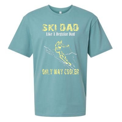 Ski Dad Print Skier Gift For Fathers Skiing Gift Sueded Cloud Jersey T-Shirt