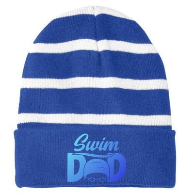 Swim Dad Proud Swimming Dad Of A Swimmer Dad Swim Father Gift Striped Beanie with Solid Band