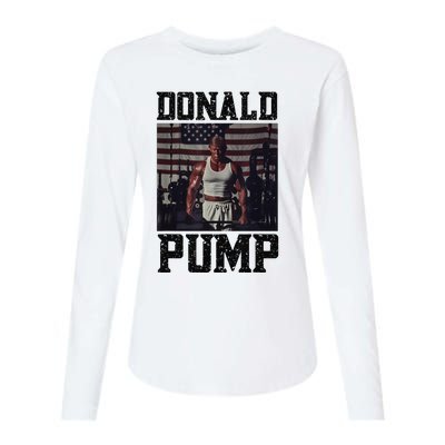 Swole Donald Pump Trump Big Muscles Usa Flag Muscular Trump Womens Cotton Relaxed Long Sleeve T-Shirt