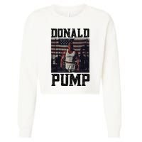 Swole Donald Pump Trump Big Muscles Usa Flag Muscular Trump Cropped Pullover Crew