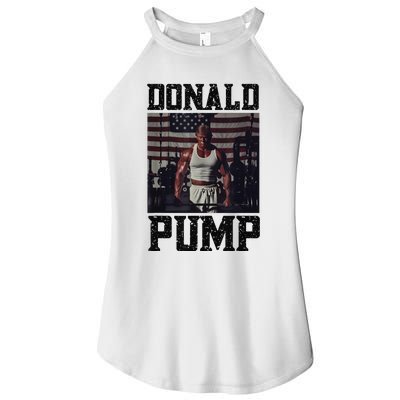 Swole Donald Pump Trump Big Muscles Usa Flag Muscular Trump Women’s Perfect Tri Rocker Tank