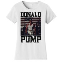 Swole Donald Pump Trump Big Muscles Usa Flag Muscular Trump Women's T-Shirt