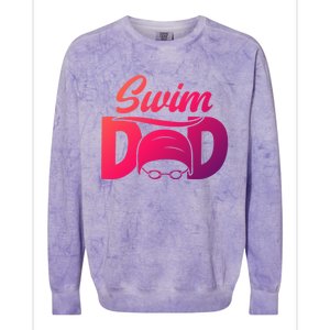 Swim Dad Proud Swimming Dad Of A Swimmer Dad Swim Father Gift Colorblast Crewneck Sweatshirt