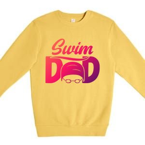 Swim Dad Proud Swimming Dad Of A Swimmer Dad Swim Father Gift Premium Crewneck Sweatshirt