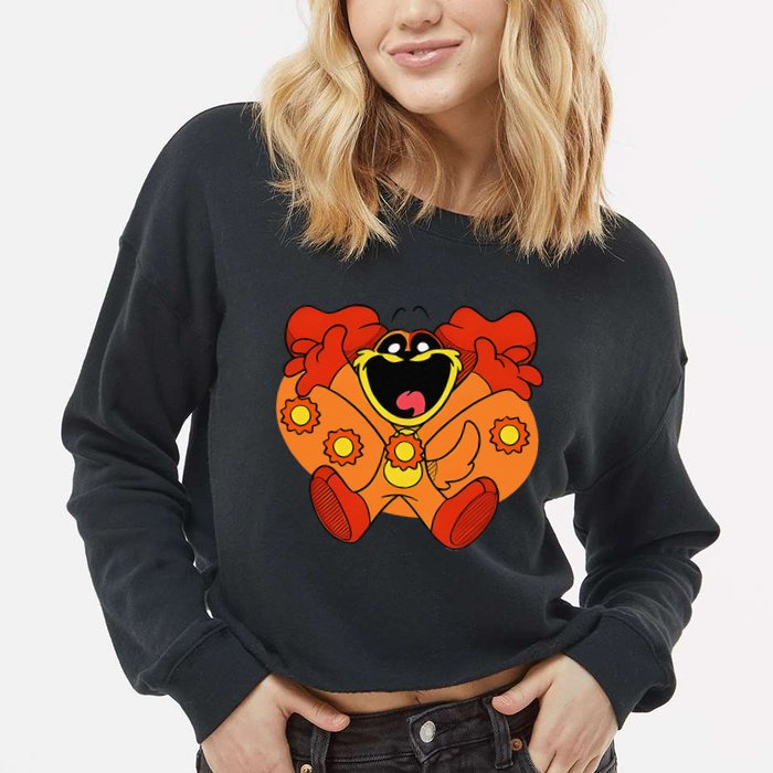 Smiling Dog Plush Critters Cropped Pullover Crew