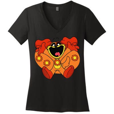 Smiling Dog Plush Critters Women's V-Neck T-Shirt