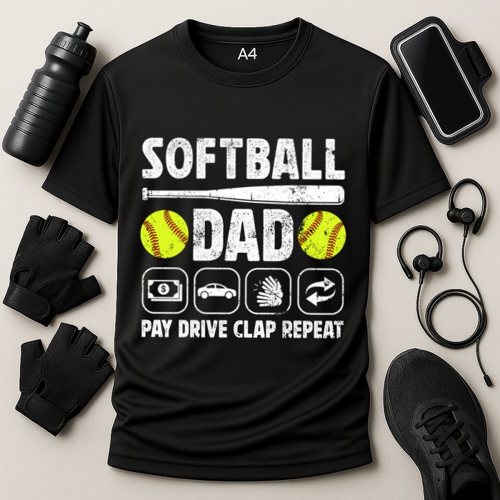 Softball Dad Pay Drive Clap Dad Of A Softball Player Father Cool Gift Cooling Performance Crew T-Shirt