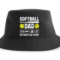 Softball Dad Pay Drive Clap Dad Of A Softball Player Father Cool Gift Sustainable Bucket Hat