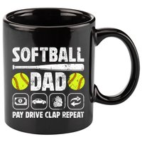 Softball Dad Pay Drive Clap Dad Of A Softball Player Father Cool Gift 11oz C Handle Ceramic Mug