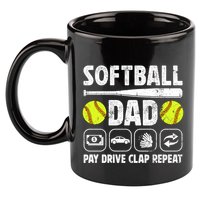 Softball Dad Pay Drive Clap Dad Of A Softball Player Father Cool Gift 11oz C Handle Ceramic Mug