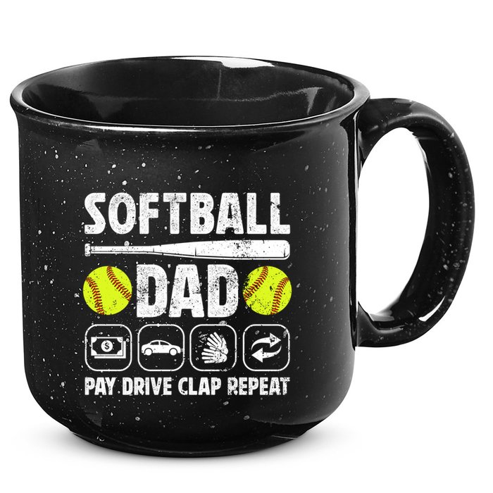 Softball Dad Pay Drive Clap Dad Of A Softball Player Father Cool Gift 15oz Campfire Ceramic Mug