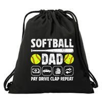 Softball Dad Pay Drive Clap Dad Of A Softball Player Father Cool Gift Drawstring Bag