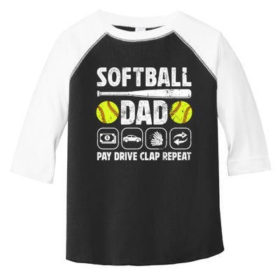 Softball Dad Pay Drive Clap Dad Of A Softball Player Father Cool Gift Toddler Fine Jersey T-Shirt
