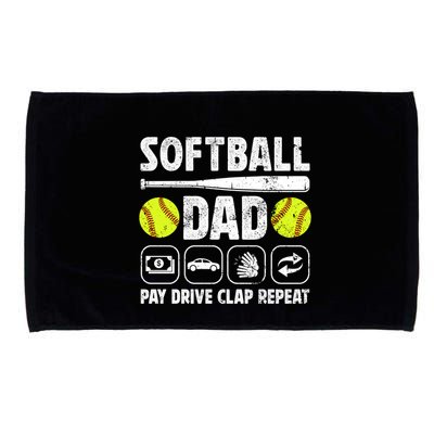 Softball Dad Pay Drive Clap Dad Of A Softball Player Father Cool Gift Microfiber Hand Towel