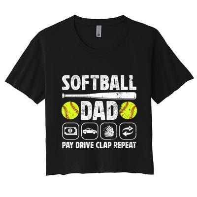 Softball Dad Pay Drive Clap Dad Of A Softball Player Father Cool Gift Crop Top