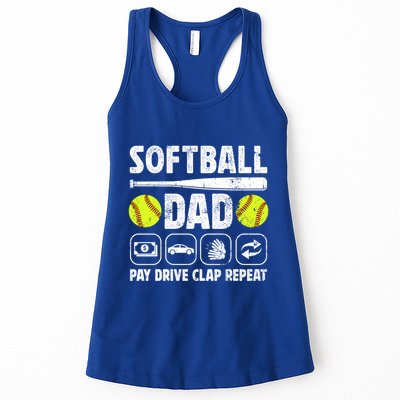 Softball Dad Pay Drive Clap Dad Of A Softball Player Father Cool Gift Womens Tank Top