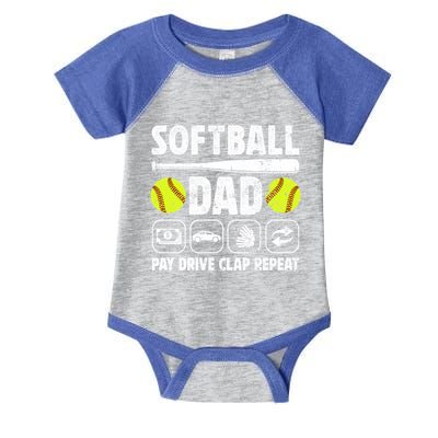 Softball Dad Pay Drive Clap Dad Of A Softball Player Father Cool Gift Infant Baby Jersey Bodysuit