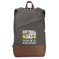 Softball Dad Pay Drive Clap Dad Of A Softball Player Father Cool Gift Cotton Canvas Backpack