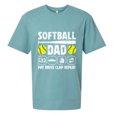 Softball Dad Pay Drive Clap Dad Of A Softball Player Father Cool Gift Sueded Cloud Jersey T-Shirt
