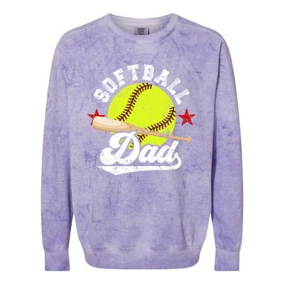 Softball Dad Proud Dad Of A Softball Player Father Gift Colorblast Crewneck Sweatshirt