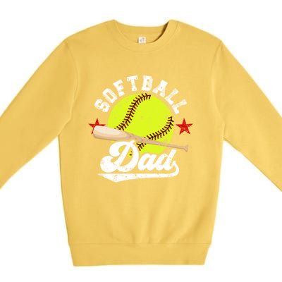 Softball Dad Proud Dad Of A Softball Player Father Gift Premium Crewneck Sweatshirt