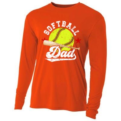 Softball Dad Proud Dad Of A Softball Player Father Gift Cooling Performance Long Sleeve Crew