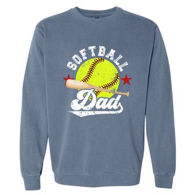 Softball Dad Proud Dad Of A Softball Player Father Gift Garment-Dyed Sweatshirt